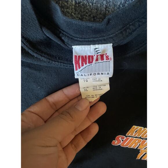 Vintage Knott's Berry Farm Survive The 5 Theme Park Rides Size XL Black 90s - Picture 3 of 6